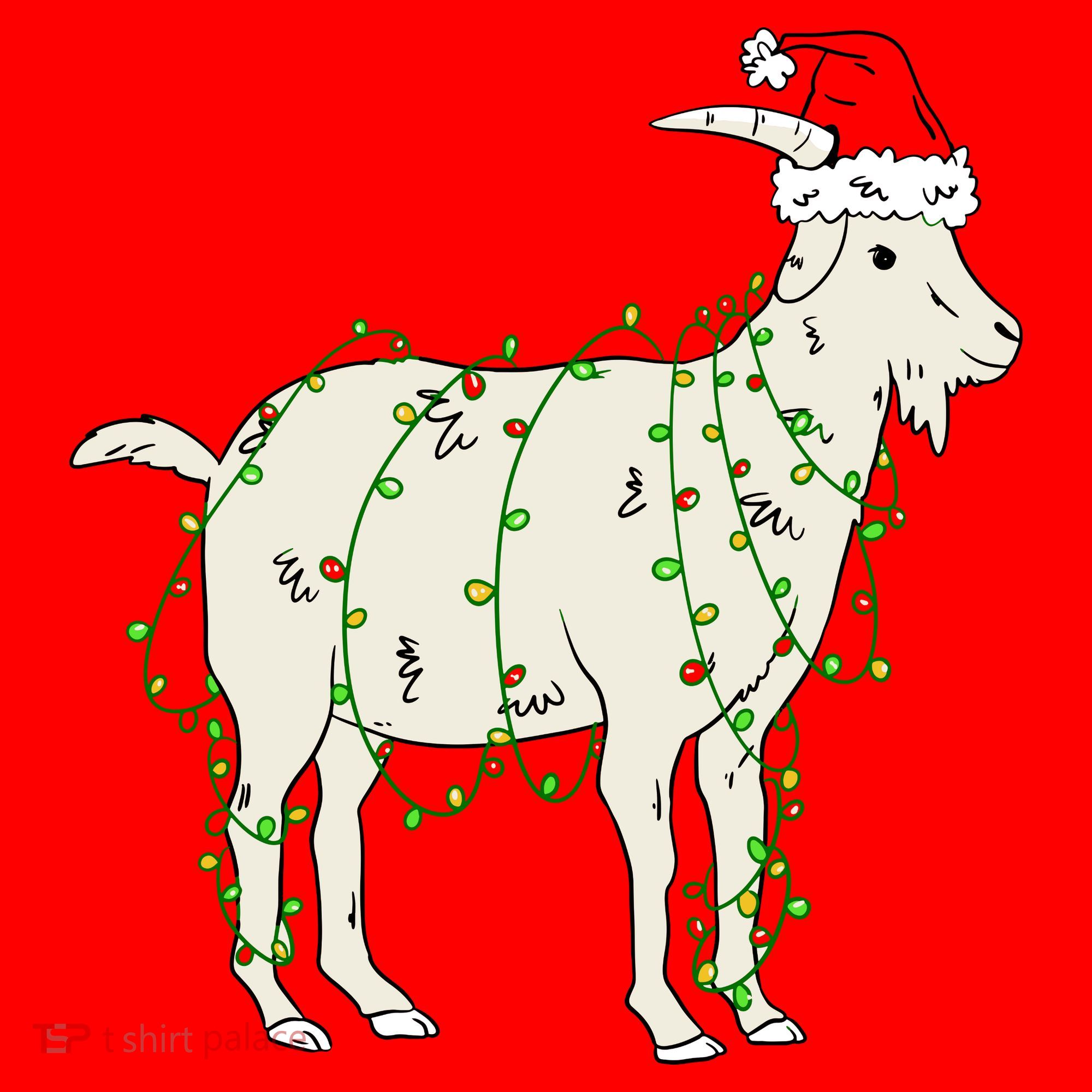 Funny Goat In Tangled Christmas Lights Santa Claus Hat Santa Hat
