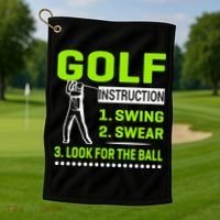 Funny Golf Instructions Golf Towel thumb 1