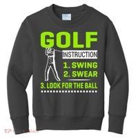 Funny Golf Instructions Kids Sweatshirt thumb 0
