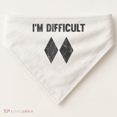 Funny Gift I'm Difficult Double Black Diamond Ski Snowboard Gift USA-Made Doggie Bandana
