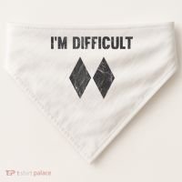 Funny Gift I'm Difficult Double Black Diamond Ski Snowboard Gift USA-Made Doggie Bandana thumb 0