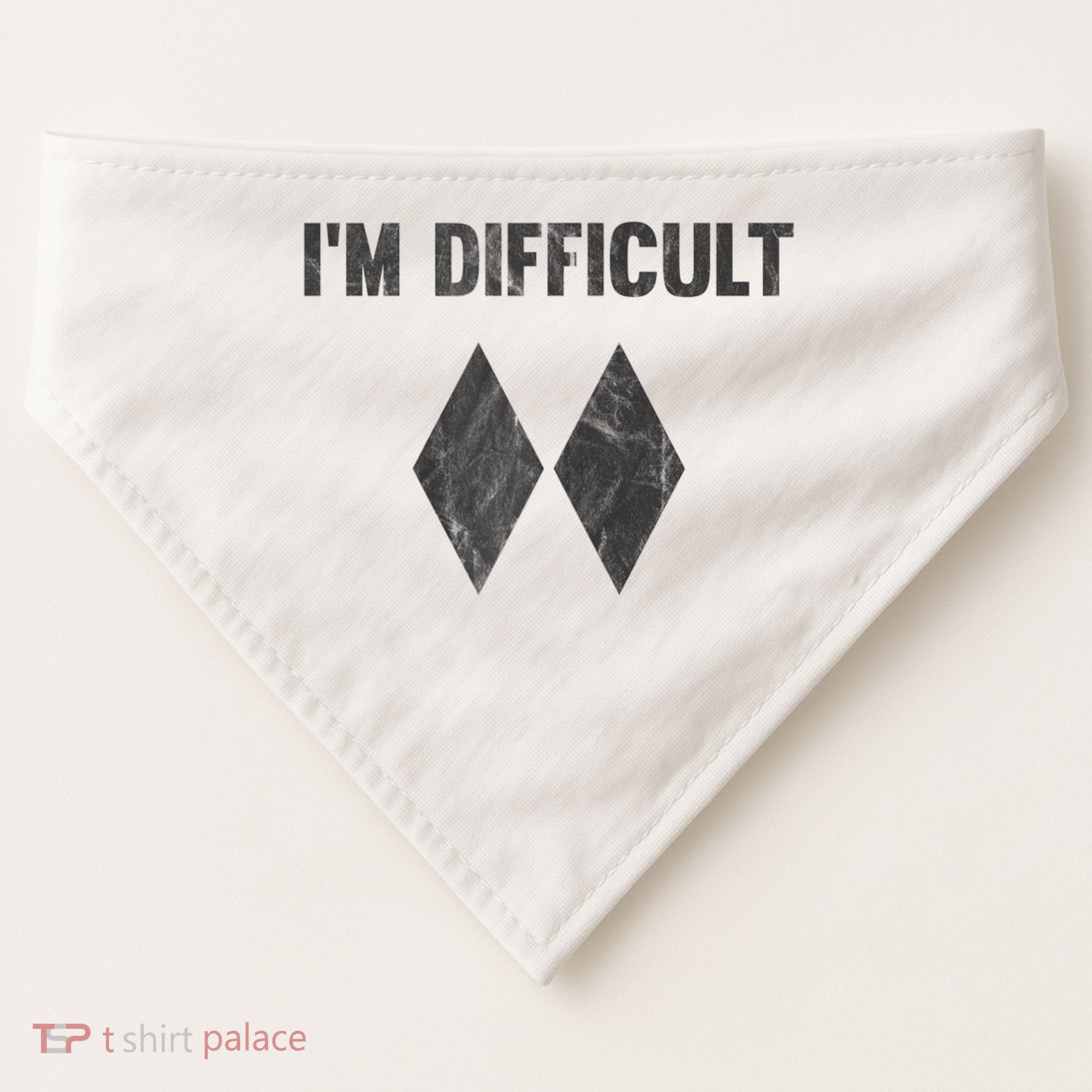 Funny Gift I'm Difficult Double Black Diamond Ski Snowboard Gift USA-Made Doggie Bandana
