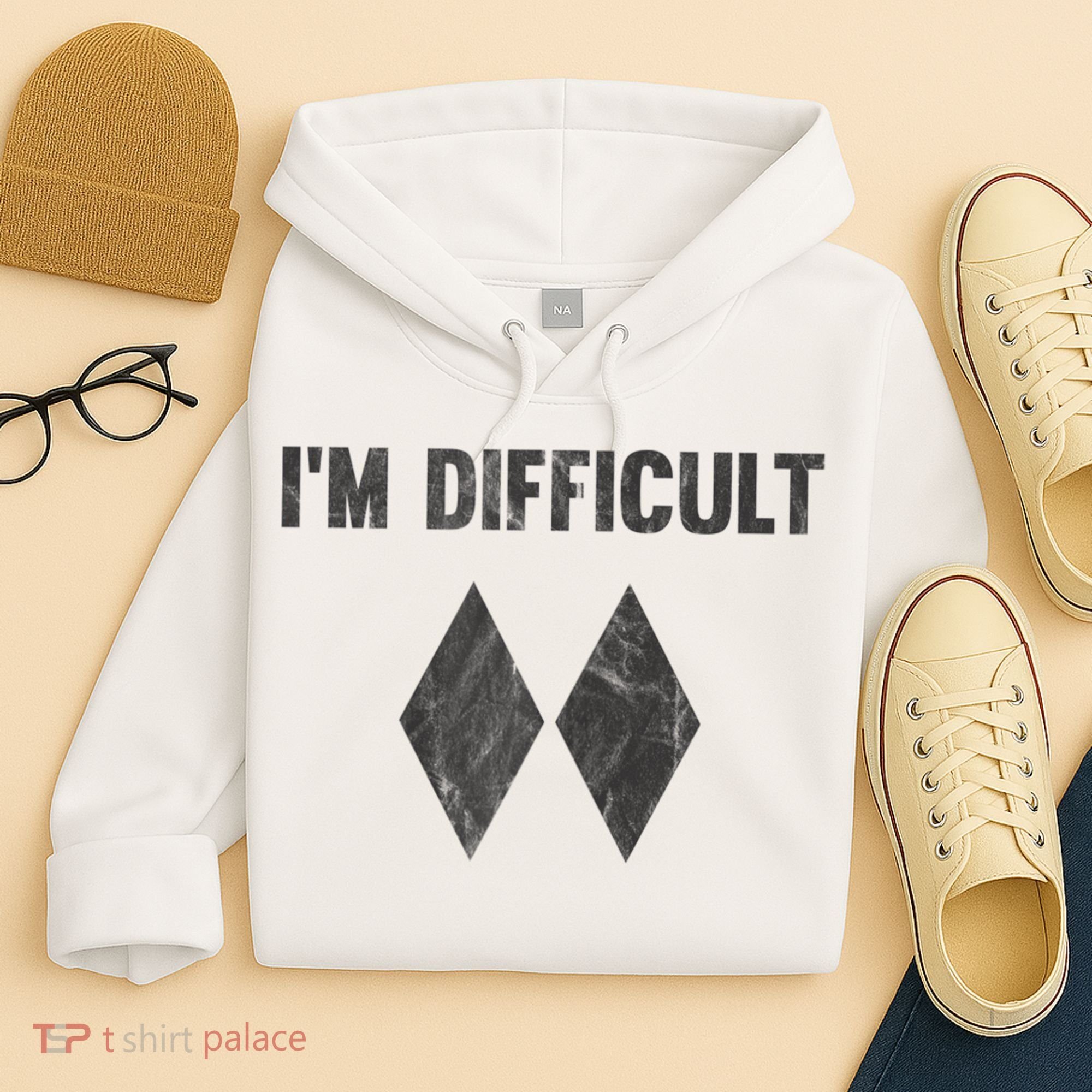 Funny Gift I'm Difficult Double Black Diamond Ski Snowboard Gift Hoodie