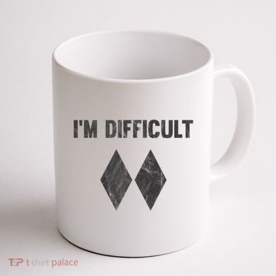 Funny Gift I'm Difficult Double Black Diamond Ski Snowboard Gift Coffee Mug back
