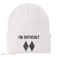 Funny Gift I'm Difficult Double Black Diamond Ski Snowboard Gift Beanie thumb 0