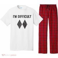 Funny Gift I'm Difficult Double Black Diamond Ski Snowboard Gift Pajama Set thumb 0