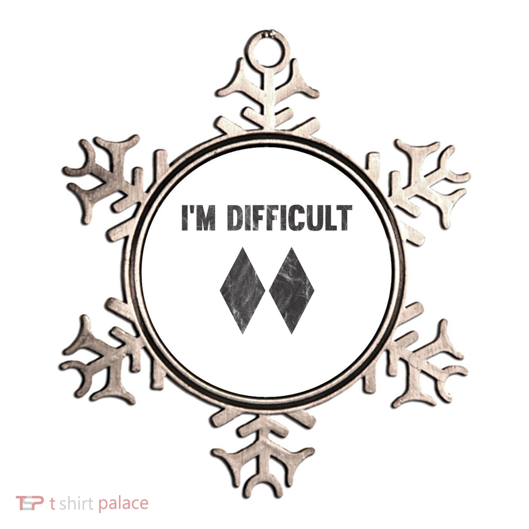 Funny Gift I'm Difficult Double Black Diamond Ski Snowboard Gift Ornament