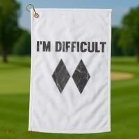 Funny Gift I'm Difficult Double Black Diamond Ski Snowboard Gift Golf Towel thumb 1