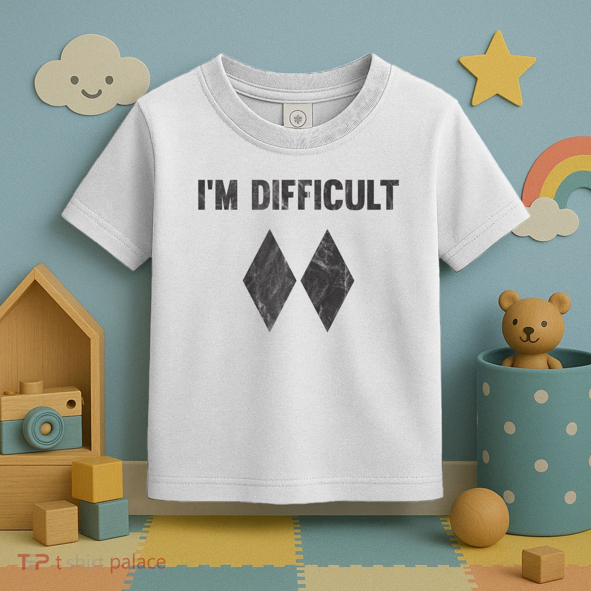 Funny Gift I'm Difficult Double Black Diamond Ski Snowboard Gift Toddler T-Shirt