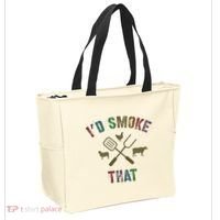 Funny Grilling ID Smoke That Grill Daddy Pit Meat Squad Tote Bag thumb 2