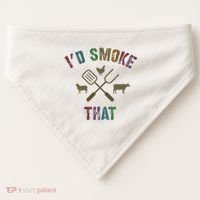 Funny Grilling ID Smoke That Grill Daddy Pit Meat Squad USA-Made Doggie Bandana thumb 0