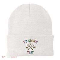 Funny Grilling ID Smoke That Grill Daddy Pit Meat Squad Beanie thumb 0