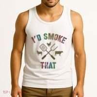Funny Grilling ID Smoke That Grill Daddy Pit Meat Squad Tank Top thumb 3