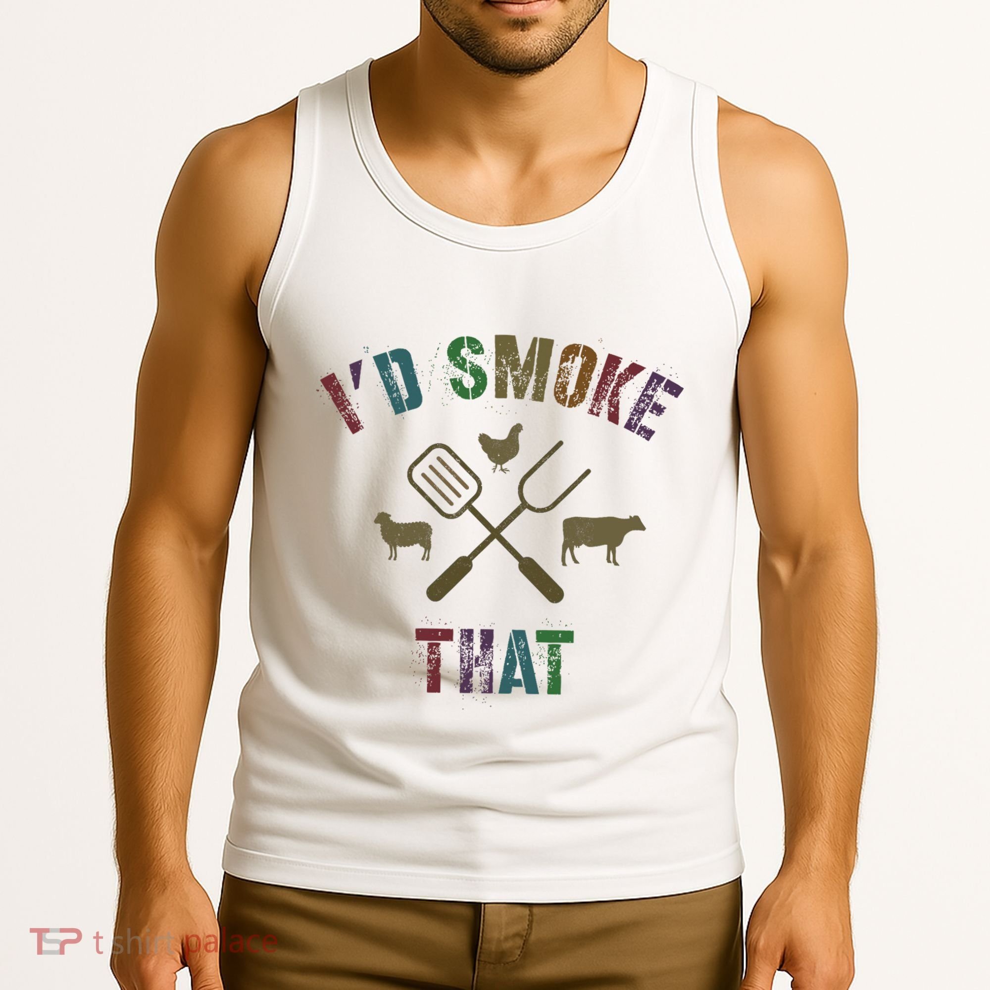 Funny Grilling ID Smoke That Grill Daddy Pit Meat Squad Tank Top