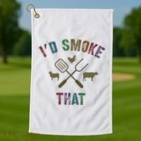 Funny Grilling ID Smoke That Grill Daddy Pit Meat Squad Golf Towel thumb 1