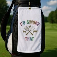 Funny Grilling ID Smoke That Grill Daddy Pit Meat Squad Golf Towel thumb 2