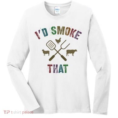 Funny Grilling ID Smoke That Grill Daddy Pit Meat Squad Women's Long Sleeve Shirt