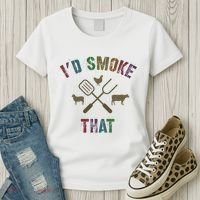 Funny Grilling ID Smoke That Grill Daddy Pit Meat Squad Women's T-Shirt thumb 3
