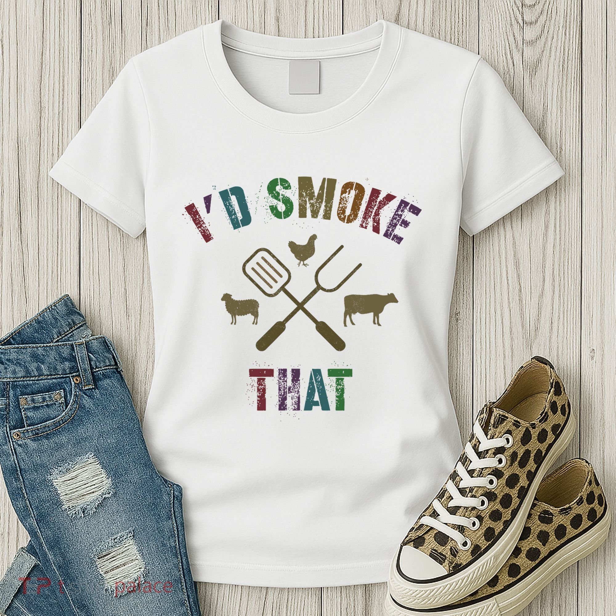 Funny Grilling ID Smoke That Grill Daddy Pit Meat Squad Women's T-Shirt