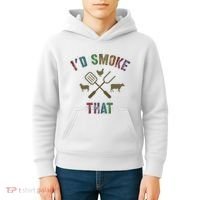 Funny Grilling ID Smoke That Grill Daddy Pit Meat Squad Kids Hoodie thumb 4