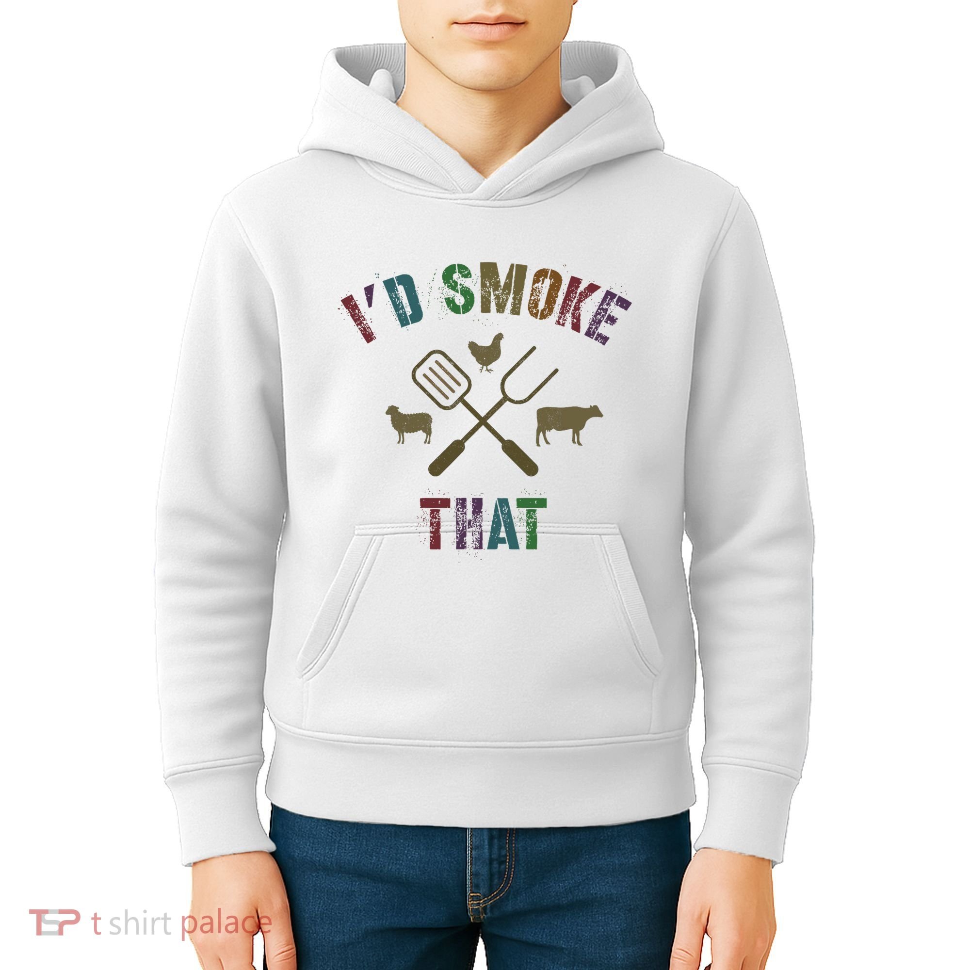 Funny Grilling ID Smoke That Grill Daddy Pit Meat Squad Kids Hoodie