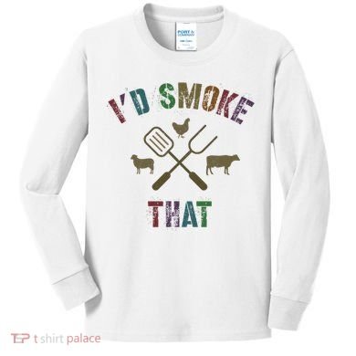 Funny Grilling ID Smoke That Grill Daddy Pit Meat Squad Kids Long Sleeve Shirt