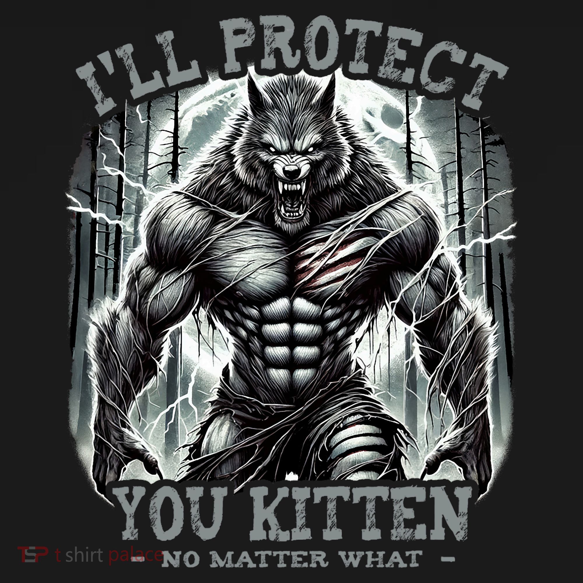 Funny Graphic ILl Protect You Kitten Alpha Wolf Doggie Tank