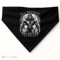 Funny Graphic ILl Protect You Kitten Alpha Wolf USA-Made Doggie Bandana thumb 0