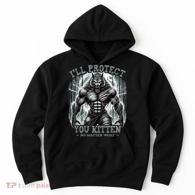 Funny Graphic ILl Protect You Kitten Alpha Wolf Hoodie