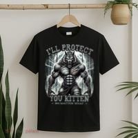 Funny Graphic ILl Protect You Kitten Alpha Wolf T-Shirt thumb 2
