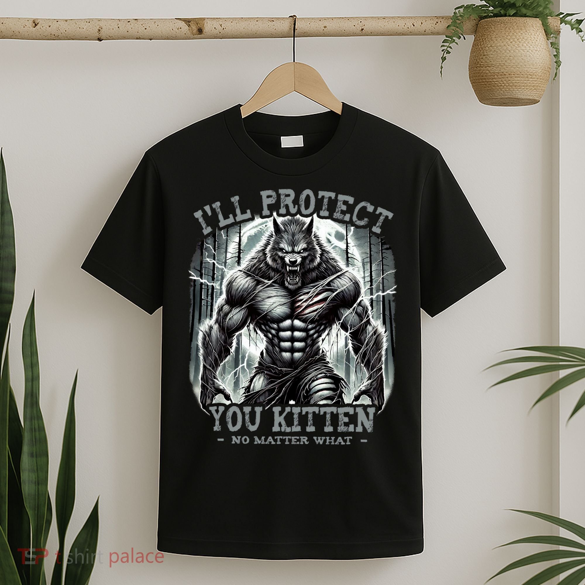 Funny Graphic ILl Protect You Kitten Alpha Wolf T-Shirt