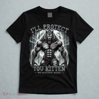 Funny Graphic ILl Protect You Kitten Alpha Wolf T-Shirt thumb 5