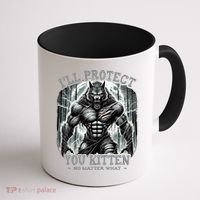 Funny Graphic ILl Protect You Kitten Alpha Wolf Coffee Mug thumb 1