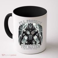 Funny Graphic ILl Protect You Kitten Alpha Wolf Coffee Mug thumb 0