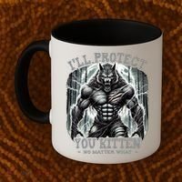 Funny Graphic ILl Protect You Kitten Alpha Wolf Coffee Mug thumb 2