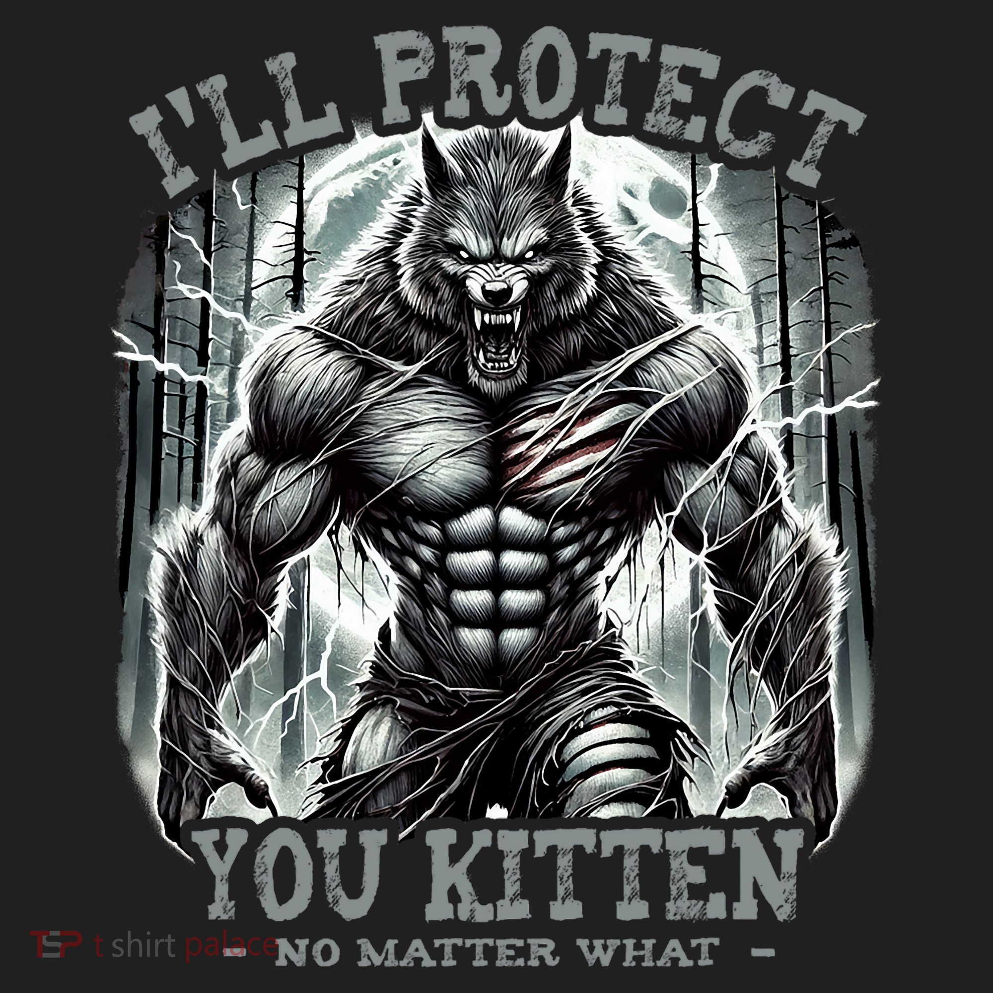 Funny Graphic ILl Protect You Kitten Alpha Wolf Beanie