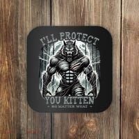 Funny Graphic ILl Protect You Kitten Alpha Wolf Coaster thumb 0