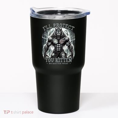 Funny Graphic ILl Protect You Kitten Alpha Wolf Tumbler