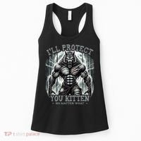 Funny Graphic ILl Protect You Kitten Alpha Wolf Women's Tank Top thumb 0