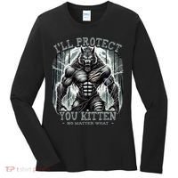 Funny Graphic ILl Protect You Kitten Alpha Wolf Women's Long Sleeve Shirt thumb 0
