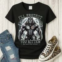 Funny Graphic ILl Protect You Kitten Alpha Wolf Women's T-Shirt thumb 3