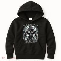 Funny Graphic ILl Protect You Kitten Alpha Wolf Kids Hoodie thumb 0