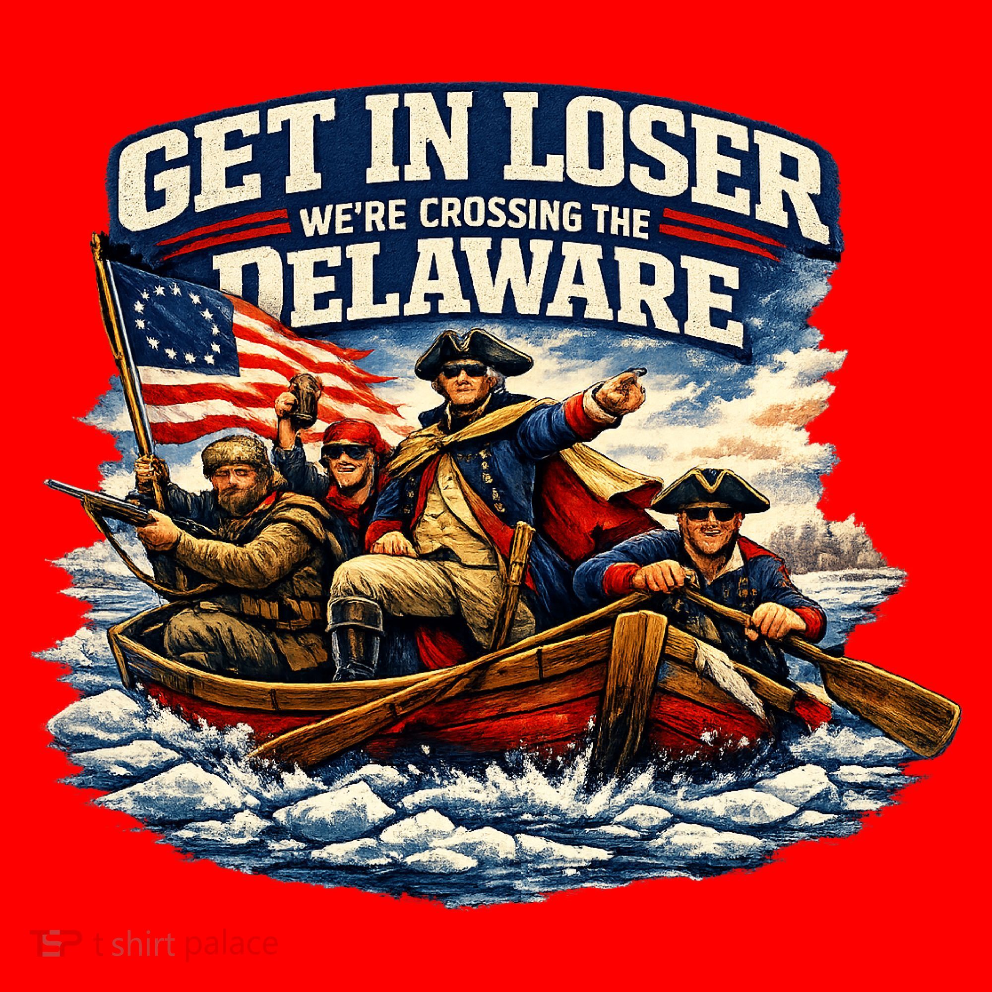 Funny Get In Loser We're Crossing The Delaware Santa Hat