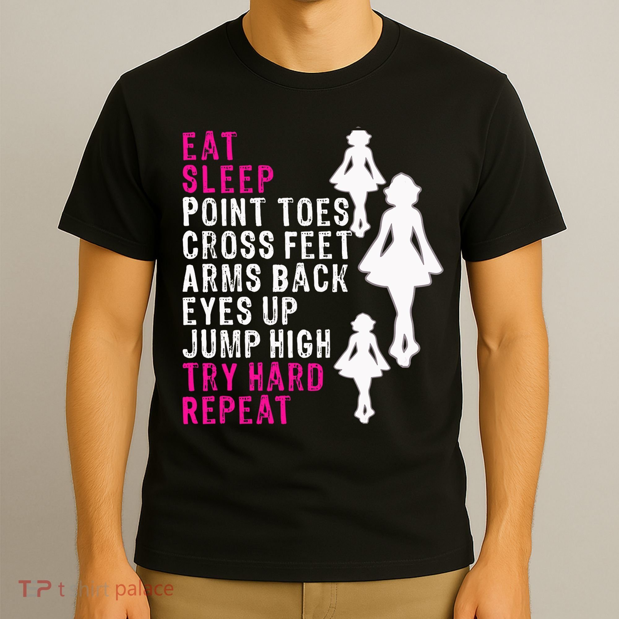 Funny Girl Irish Dance Gift, Eat Sleep Repeat T-Shirt
