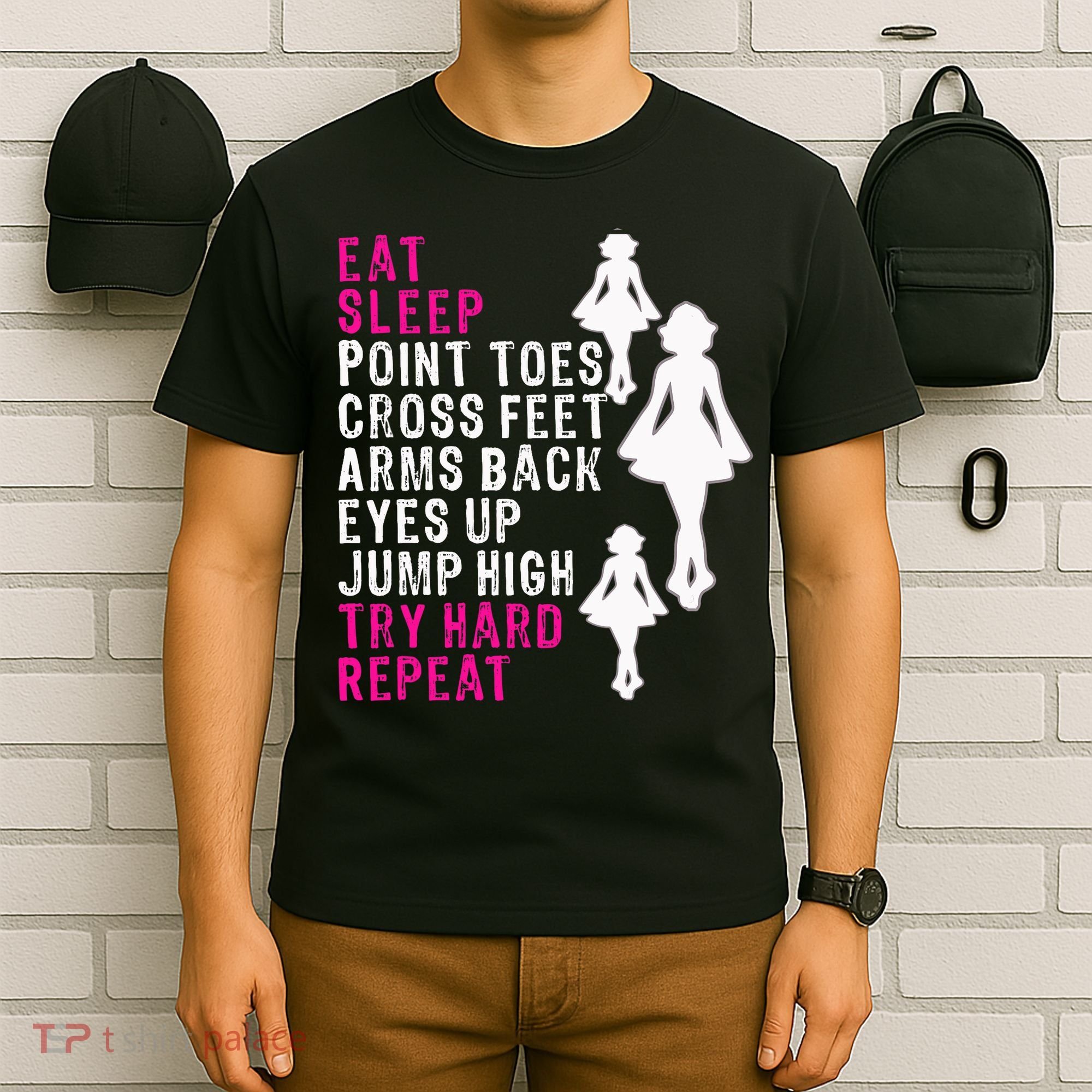 Funny Girl Irish Dance Gift, Eat Sleep Repeat T-Shirt