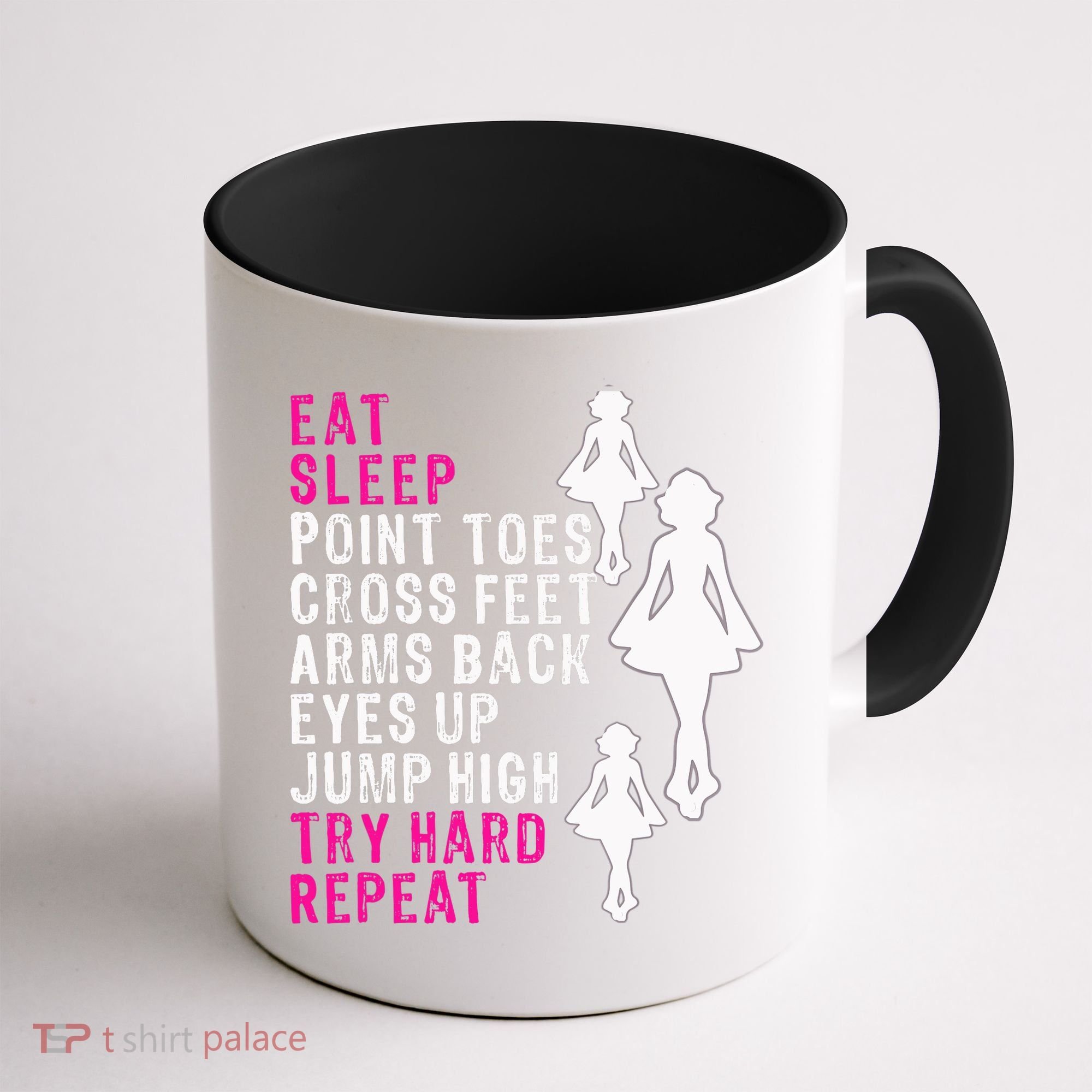 Funny Girl Irish Dance Gift, Eat Sleep Repeat Coffee Mug