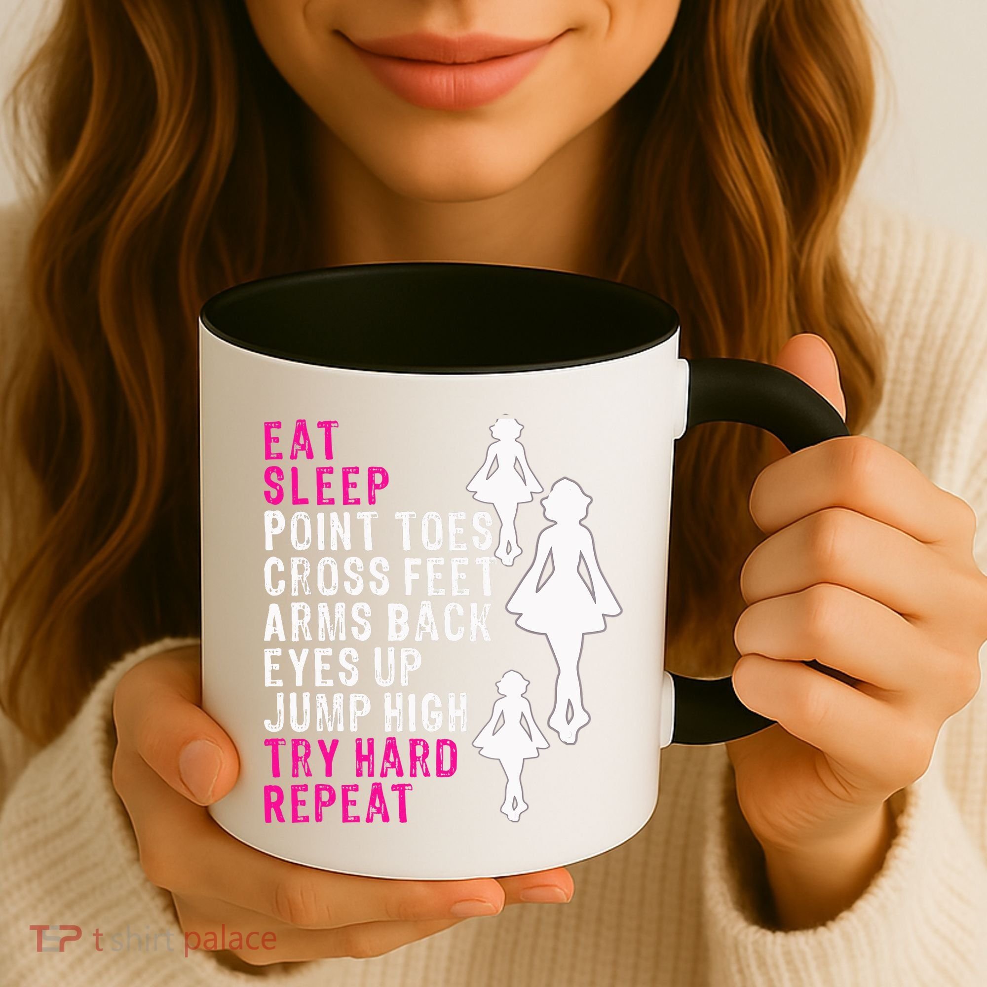 Funny Girl Irish Dance Gift, Eat Sleep Repeat Coffee Mug