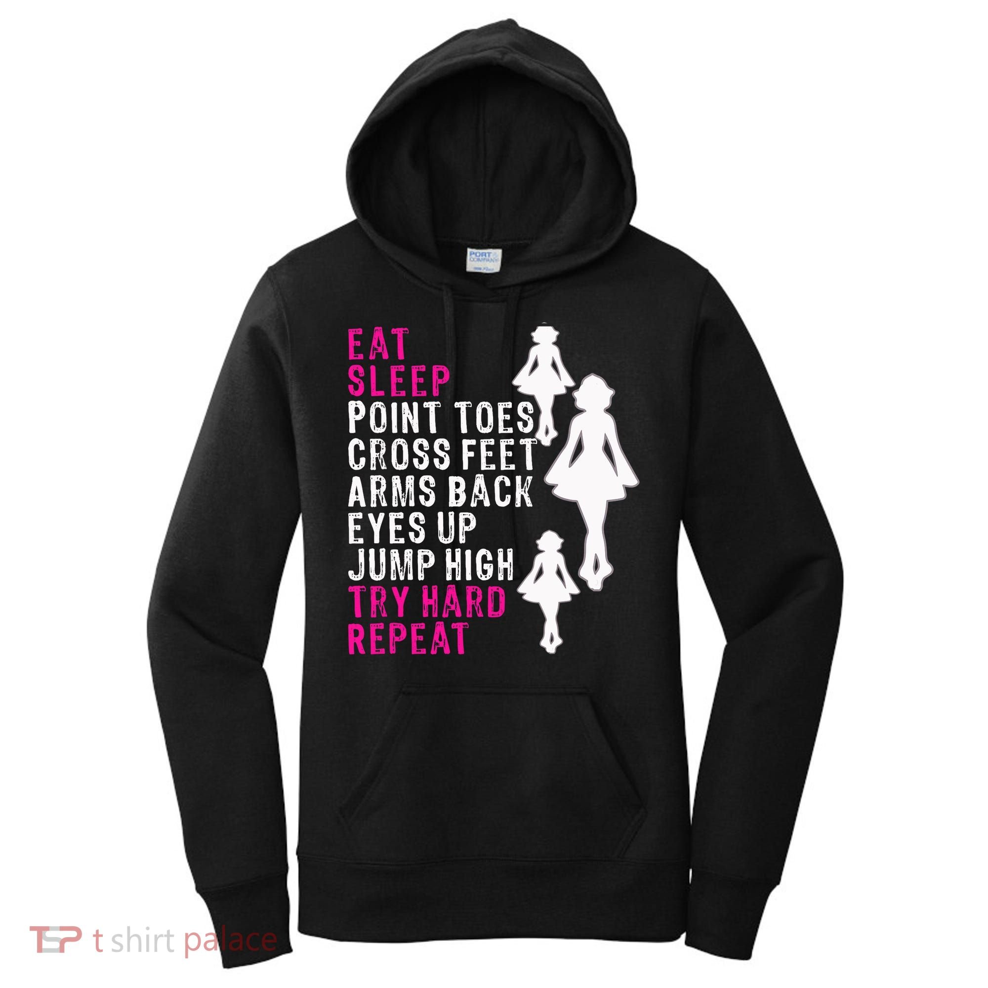 Funny Girl Irish Dance Gift, Eat Sleep Repeat Women's Hoodie