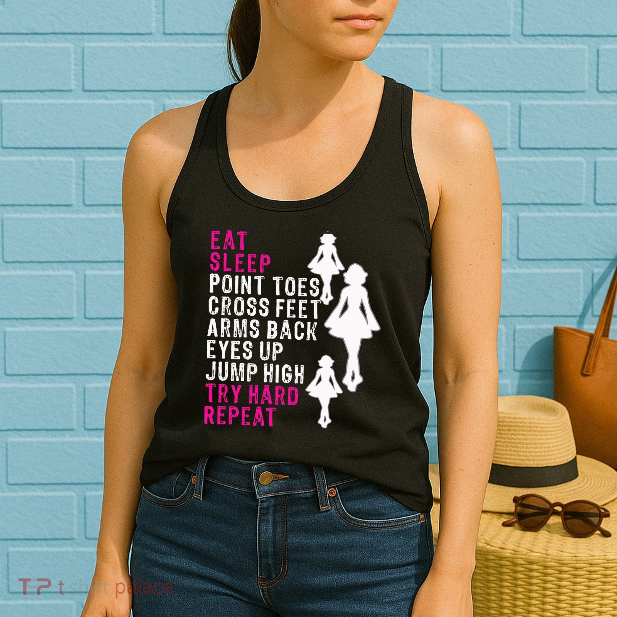 Funny Girl Irish Dance Gift, Eat Sleep Repeat Women's Tank Top