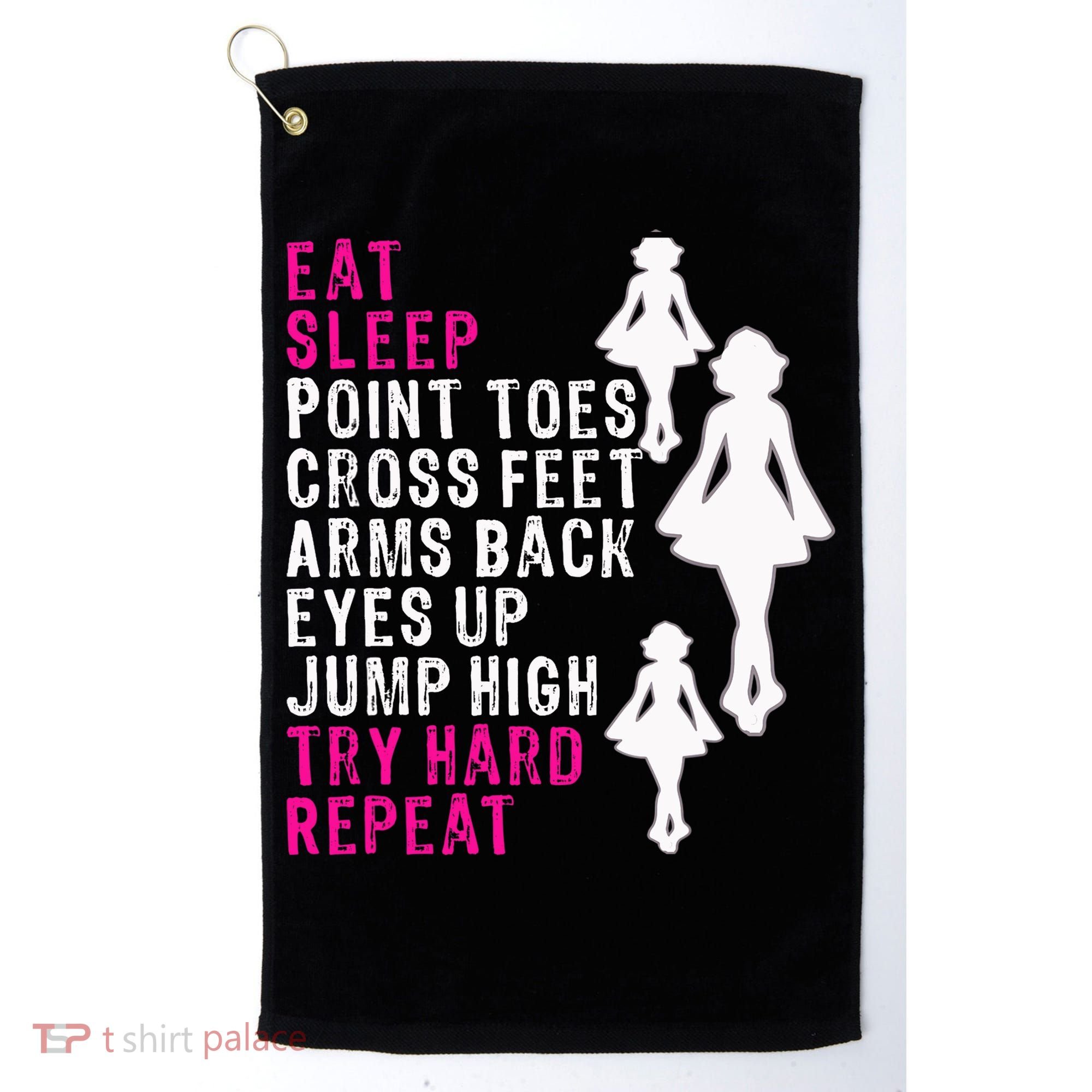 Funny Girl Irish Dance Gift, Eat Sleep Repeat Golf Towel
